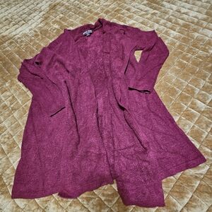Barefoot Dreams Bamboo Chic Lite  Burgundy Cardigan Small/Medium Like New Warm!